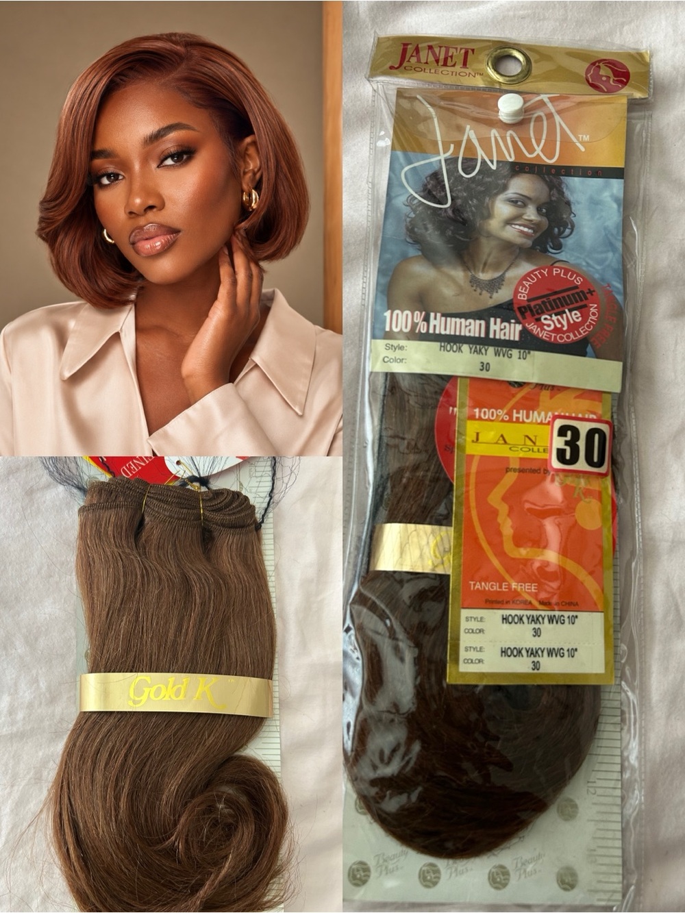 Janet Collection Human Hair Yaky Extensions 10”- Color 30
